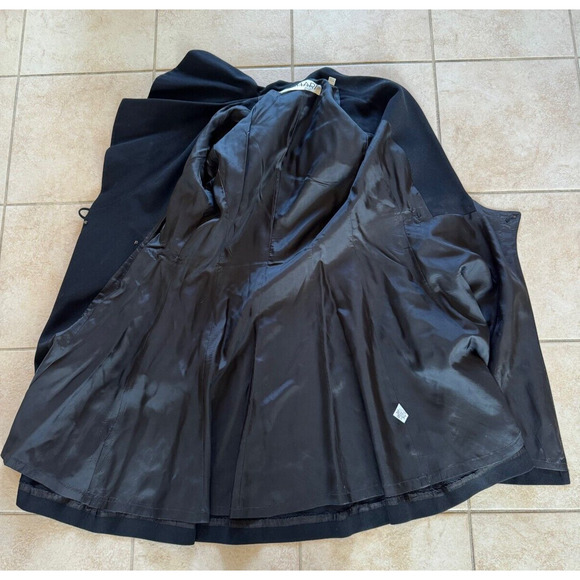 Vintage 90s Career Black Coat Dress Sz 4 Ruffle Front Single Button Rayon Blend - Picture 12 of 15